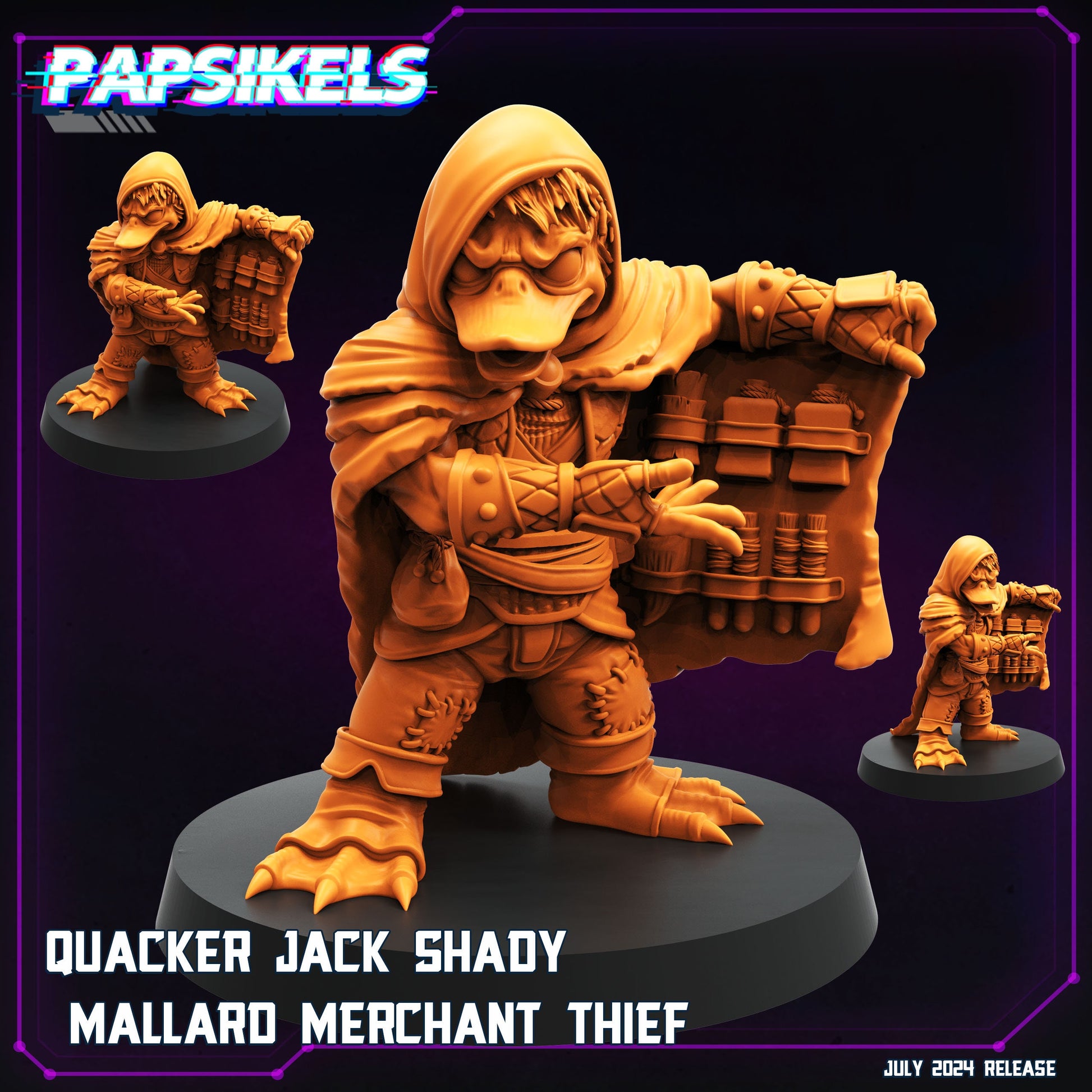 Quacker Jack Shady Mallard Merchant Thief | Papsikels, Resin Miniature - Tabletop miniature - Fantasy Miniature - 32mm or 75mm