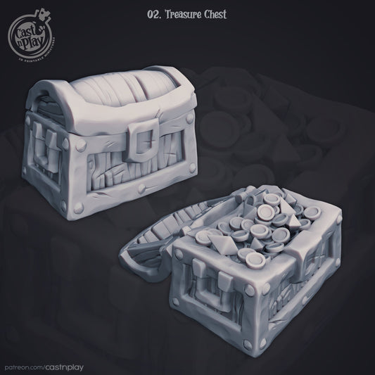 Treasure Chest | Throwback | August 2024 | 32mm Scale | CastNPlay | Dungeons and Dragons | TTRPG | Resin Miniatures