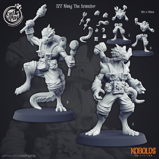 Naag The Inventor | Kobolds | April 2020 | 32mm Scale | 25mm Base | CastNPlay | Dungeons and Dragons | TTRPG | Resin Miniatures