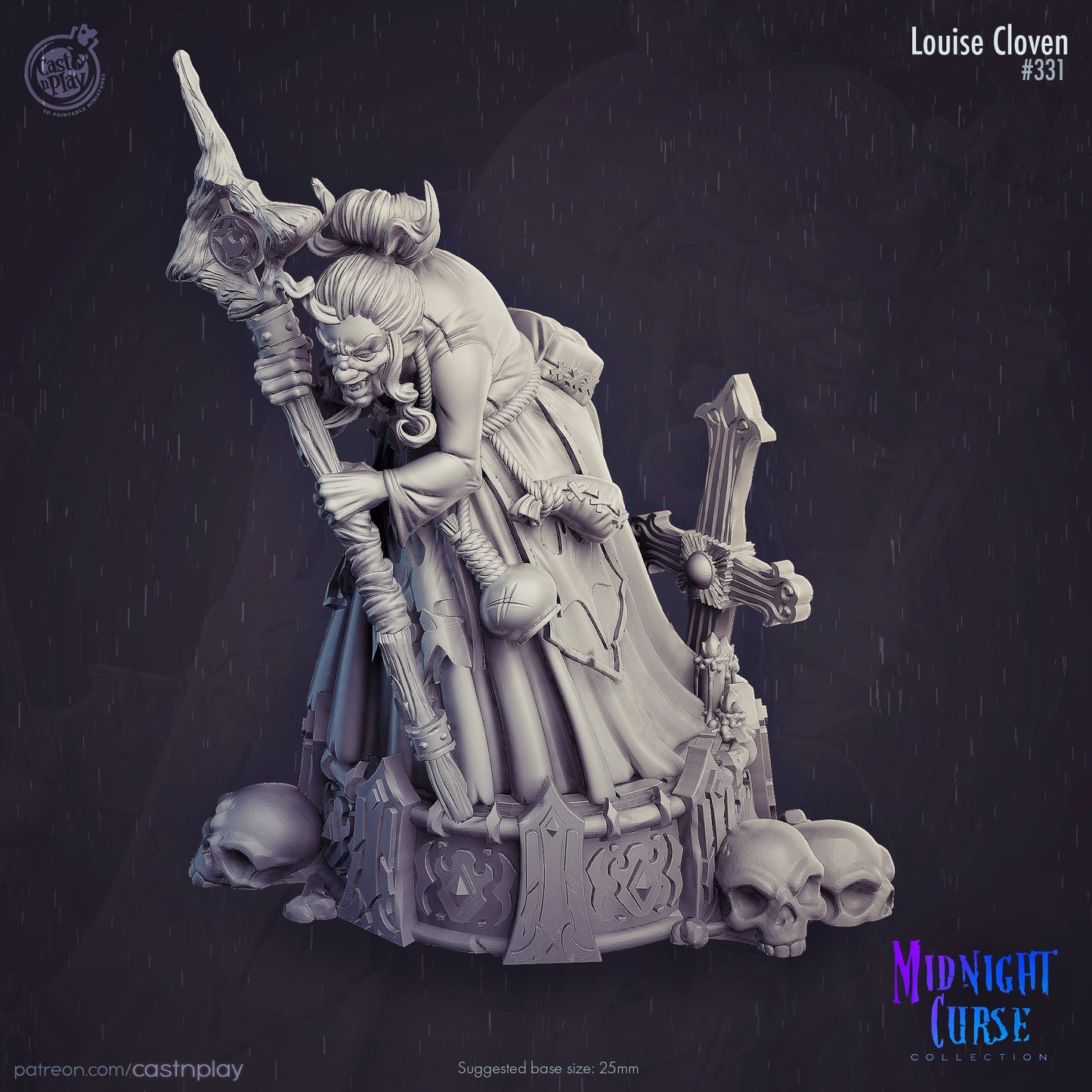 Louise Cloven | Throwback | August 2024 | 32mm Scale | 25mm Base | CastNPlay | Dungeons and Dragons | TTRPG | Resin Miniatures