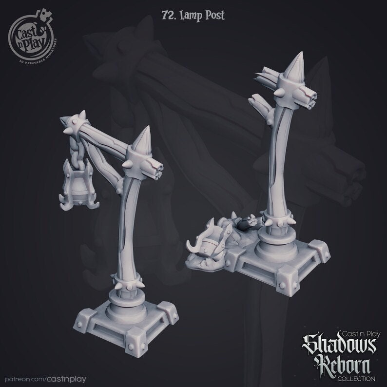 Lamp Posts Set of 2 | Shadows Reborn| July 2019 | 32mm Scale | CastNPlay | Dungeons and Dragons | TTRPG | Resin Miniatures