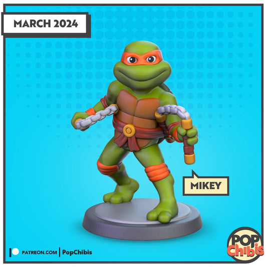 TMNT - Michaelangelo Mikey TMNT Chibi | KS | 75mm Scale | Pop Minis | Pop Chibis | Resin Miniatures