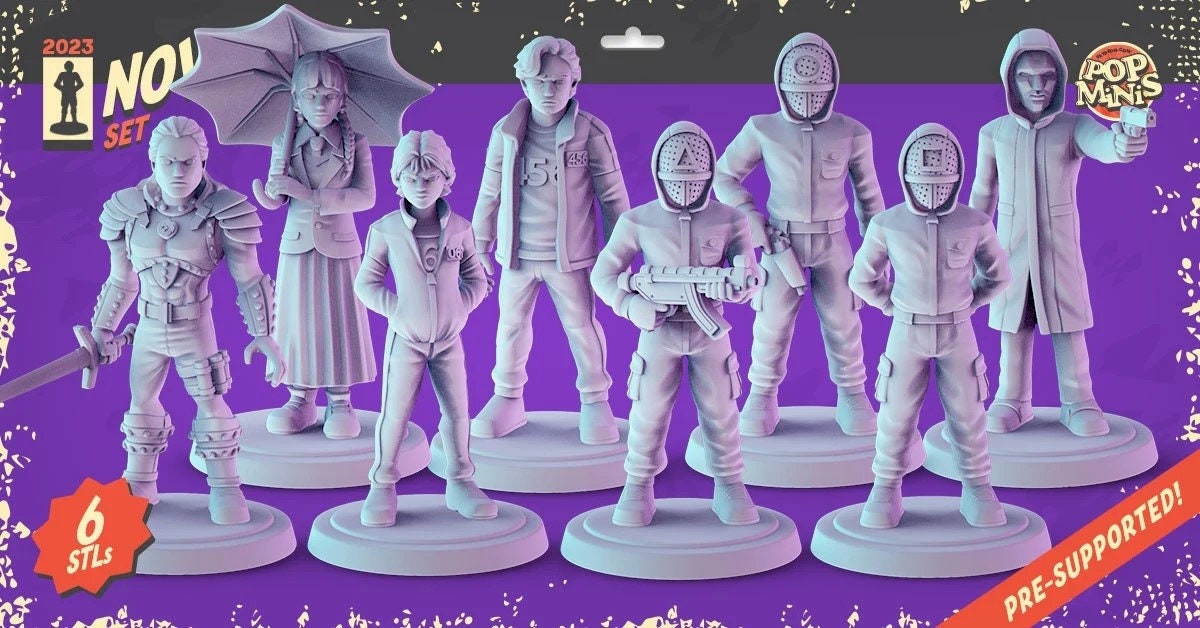 Netflix TV Series Characters | 30 - Witcher, Wednesday, Squid Game | 32mm Scale | Pop Minis | Pop Chibis | Resin Miniatures