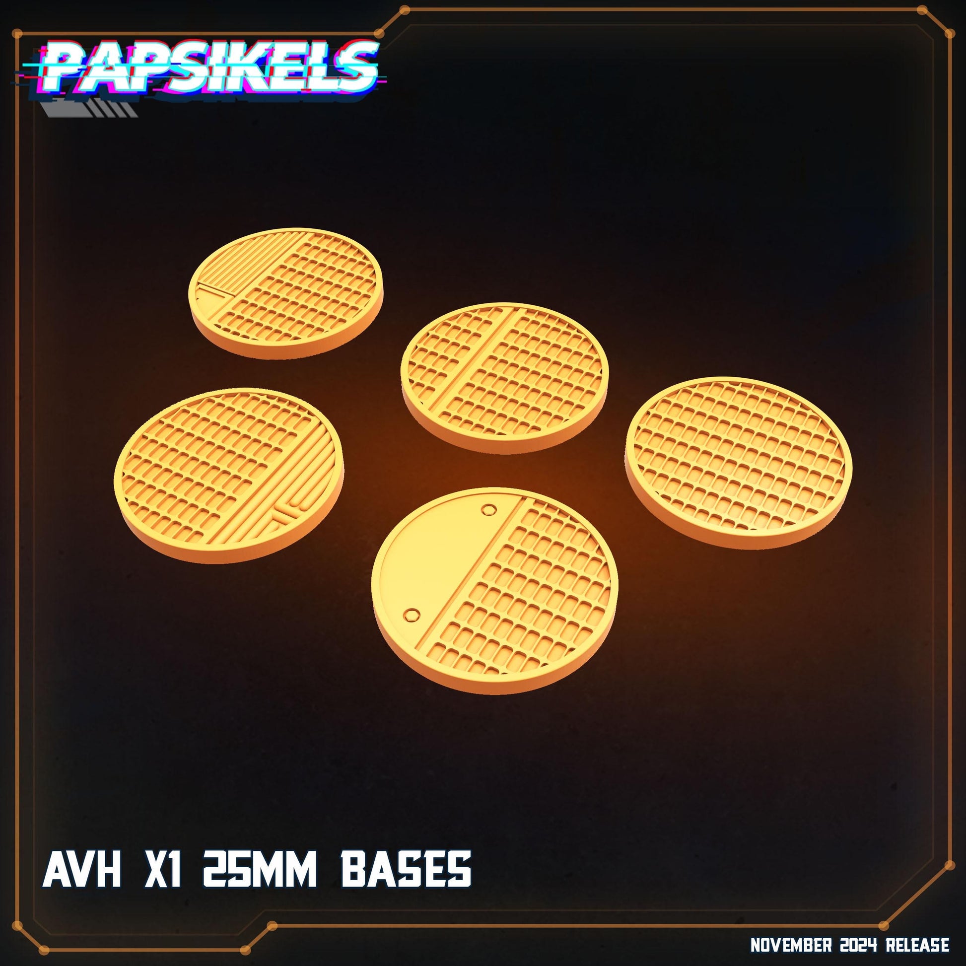 Aliens Vs Humans X1 25mm Bases, Papsikels, 25mm