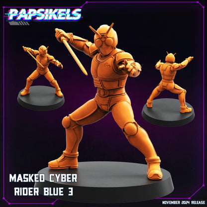 Cyberpunk, Masked Cyber Riders Blue Set, Papsikels, 32mm Mini