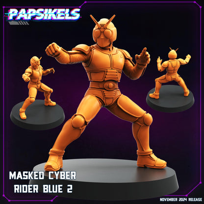 Cyberpunk, Masked Cyber Riders Blue Set, Papsikels, 32mm Mini