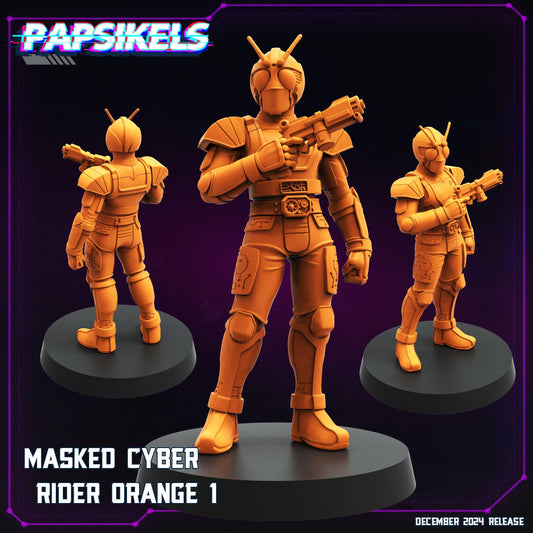 Cyberpunk, Masked Cyber Riders Orange Set, Papsikels, 32mm Mini
