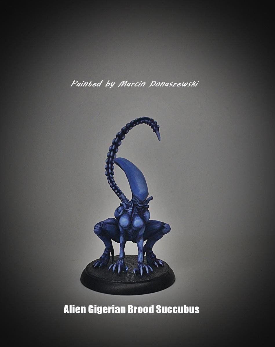Xenomorph Gigerian Brood Succubus Miniatures: 32mm Papsikels Alien Creature for RPG and Tabletop Gaming