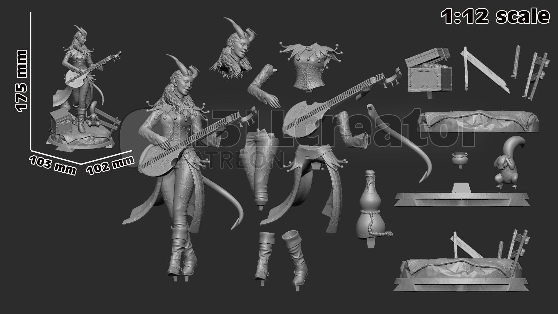 Alfira from Baldur's Gate 3 (fan art) | Full Model or Bust | Miniature scale 1:12 | h3LL Creator | DIY Model Kit