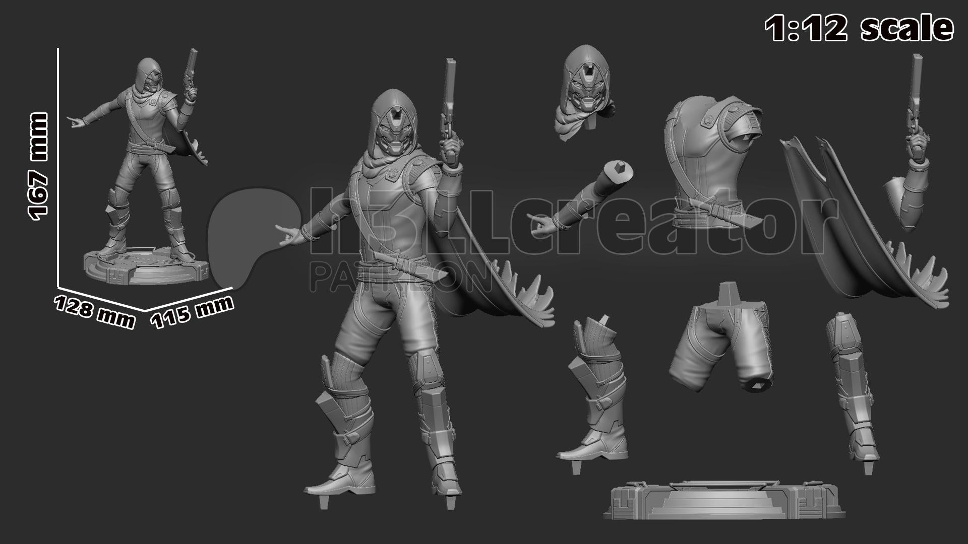 Cayde 6 from Destiny 2 (fan art) | Full Model or Bust | Miniature scale 1:12 | h3LL Creator | DIY Model Kit