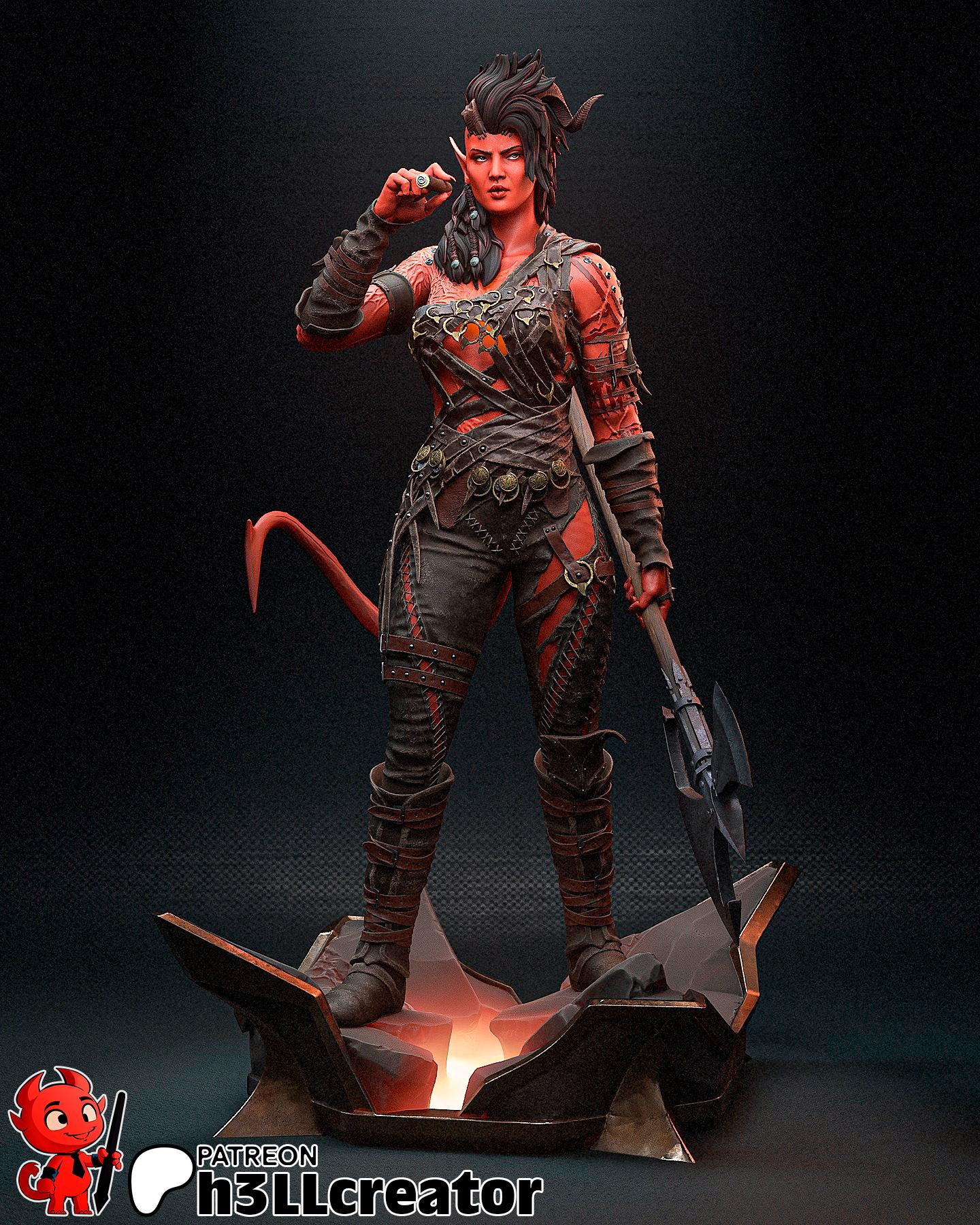 Karlach from Baldur's Gate 3 (fan art) | Full Model or Bust | Miniature scale 1:12 | h3LL Creator | DIY Model Kit
