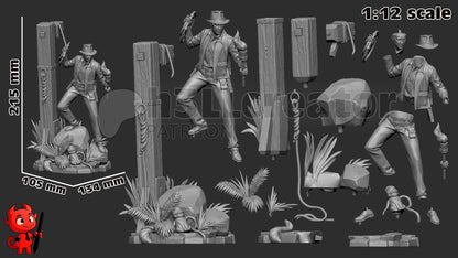 Indiana Jones from Indiana Jones and the Great Circle (fan art) | Full Model or Bust | Miniature scale 1:12 | h3LL Creator | DIY Model Kit