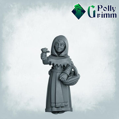 Lupin set- half-beast - Small girl, child - Fox Girl - Fantasy historic miniatures for tabletop games. 28mm / 32mm Resin Figures for RPG
