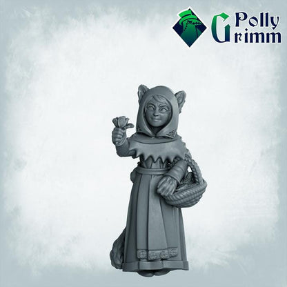 Lupin set- half-beast - Small girl, child - Fox Girl - Fantasy historic miniatures for tabletop games. 28mm / 32mm Resin Figures for RPG
