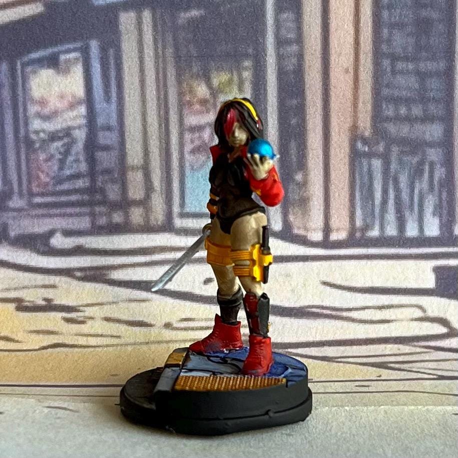 Cyberpunk Ashimeru Fate Wrangler 32mm Miniature - Papsikels RPG Tabletop Gaming Figure