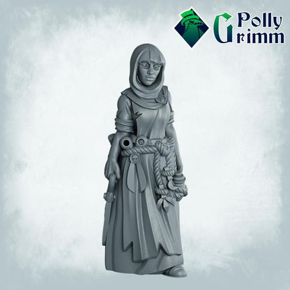 Imperial Humans. Nuns - Fantasy historic miniatures for tabletop games. 28mm / 32mm Resin Figures for RPG