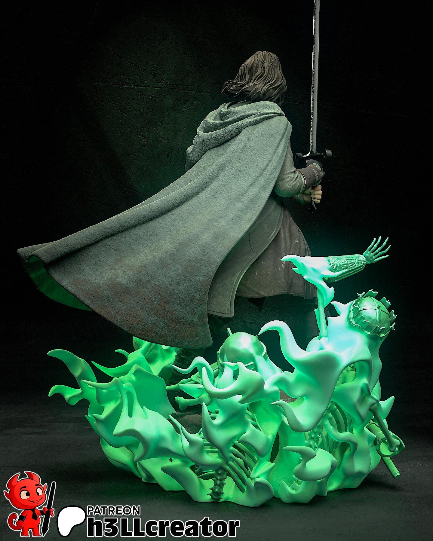 Aaragorn from The Lord of the Rings (fan art) | Full Model or Bust | Miniature scale 1:12 | h3LL Creator | DIY Model Kit