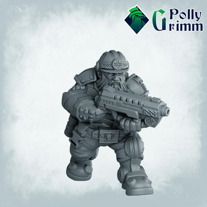 Dwarves set. Space Rocks! Dwarf Miners Set 1 - Sci-fi tabletop miniature. 28mm / 32mm Resin Figures for RPG