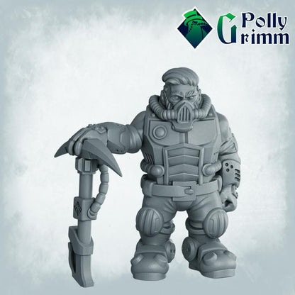 Galaxy Dwarves set. Space Rocks! Dwarf miner Set 3 - Sci-fi tabletop miniature. 28mm / 32mm Resin Figures for RPG
