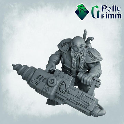 Galaxy Dwarves set. Space Rocks! Dwarf miner Set 3 - Sci-fi tabletop miniature. 28mm / 32mm Resin Figures for RPG