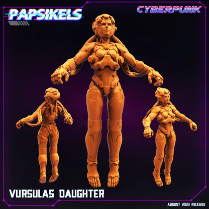 Cyberpunk Vursula's Daughter 32mm Miniature - Papsikels RPG Anime Figurine for Tabletop Gaming