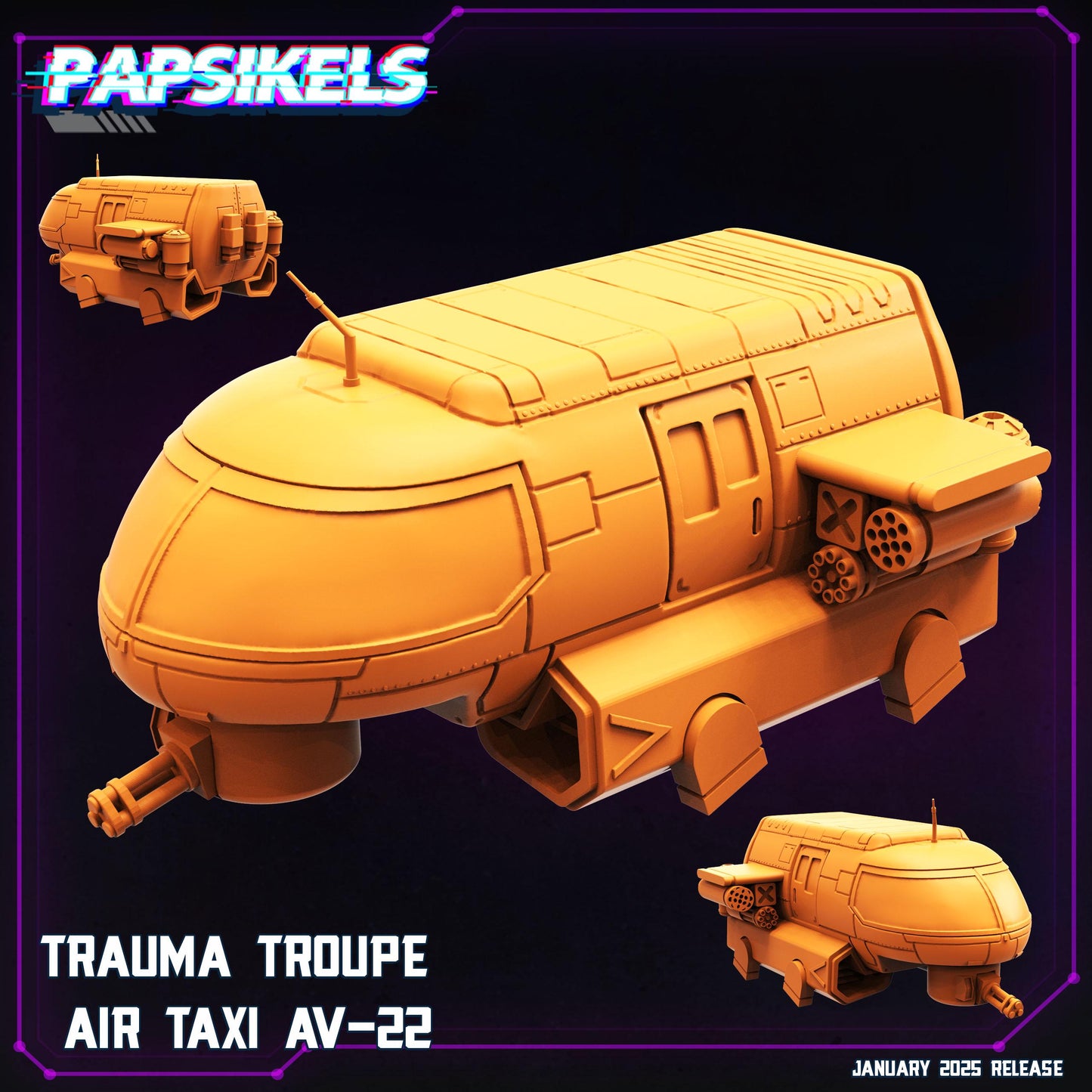 Cyberpunk, Trauma Troupe Air Taxi AV-22 , Papsikels, 32mm Mini