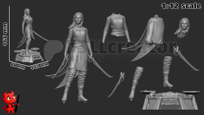Jaheira from Baldur's Gate 3 (fan art) | Full Model or Bust | Miniature scale 1:12 | h3LL Creator | DIY Model Kit