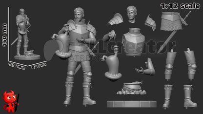 Laios from Delicious in Dungeon (fan art) | Full Model or Bust | Miniature scale 1:12 | h3LL Creator | DIY Model Kit