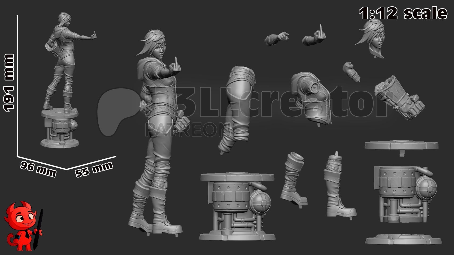 Vi from Arcane (fan art) | Full Model or Bust | Miniature scale 1:12 | h3LL Creator | DIY Model Kit