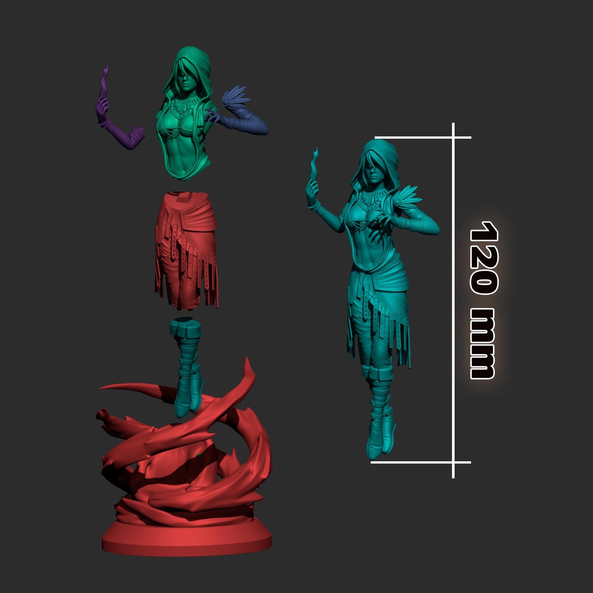 Morrigan from Dragon Age (fan art) | Full Model or Bust | Miniature scale 1:12 | h3LL Creator | DIY Model Kit