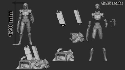 Female Shepard from Mass Effect (fan art) | Full Model or Bust | Miniature scale 1:12 | h3LL Creator | DIY Model Kit