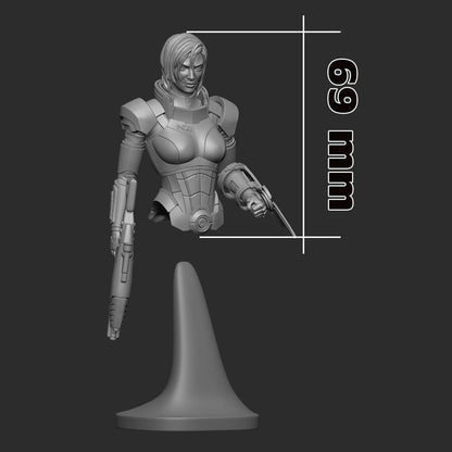 Female Shepard from Mass Effect (fan art) | Full Model or Bust | Miniature scale 1:12 | h3LL Creator | DIY Model Kit