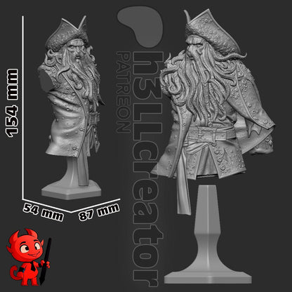 Davy Jones from Pirates of the Caribbean (fan art) | Full Model or Bust | Miniature scale 1:12 | h3LL Creator | DIY Model Kit