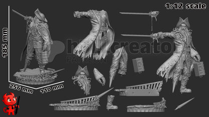 Davy Jones from Pirates of the Caribbean (fan art) | Full Model or Bust | Miniature scale 1:12 | h3LL Creator | DIY Model Kit