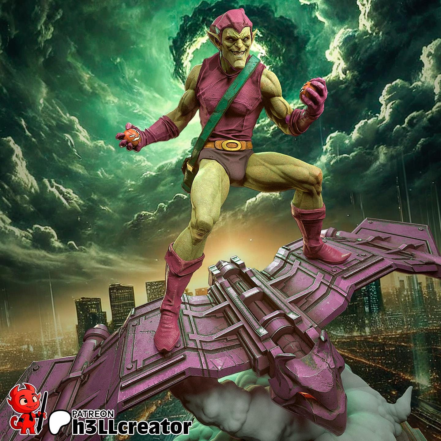 Green Goblin from Spider Man (fan art) | Full Model or Bust | Miniature scale 1:12 | h3LL Creator | DIY Model Kit