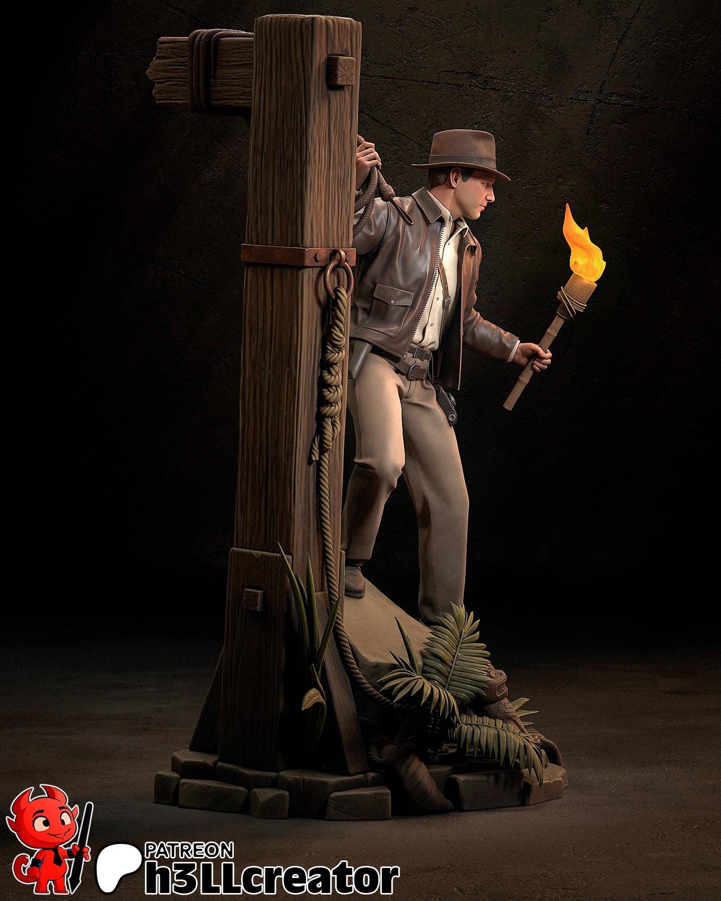 Indiana Jones from Indiana Jones and the Great Circle (fan art) | Full Model or Bust | Miniature scale 1:12 | h3LL Creator | DIY Model Kit