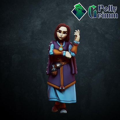 Magical noble girl Witch / Sorceress / Wizard - Fantasy historic miniatures for tabletop games. 28mm / 32mm Resin Figures for RPG