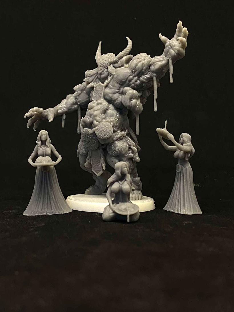 Malignant Lord of Tumours and Worshippers | Trench Crusade | Papsikels Fantasy, Resin Miniature - Tabletop Mini - Fantasy Miniature - 32mm