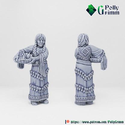 Wild west set. Native American People Set 1 - Fantasy historic miniatures for tabletop games. 28mm / 32mm Resin Figures for RPG