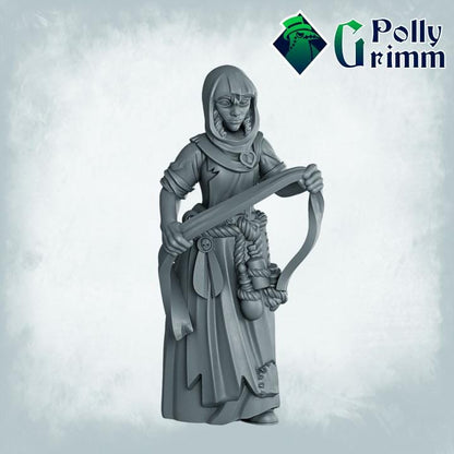 Imperial Humans. Nuns - Fantasy historic miniatures for tabletop games. 28mm / 32mm Resin Figures for RPG