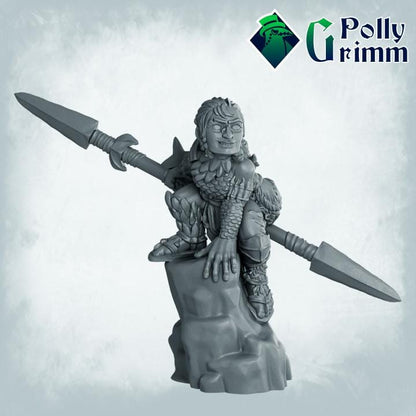 Halfling, hobbit barbarian girl - Fantasy historic miniatures for tabletop games. 28mm / 32mm Resin Figures for RPG