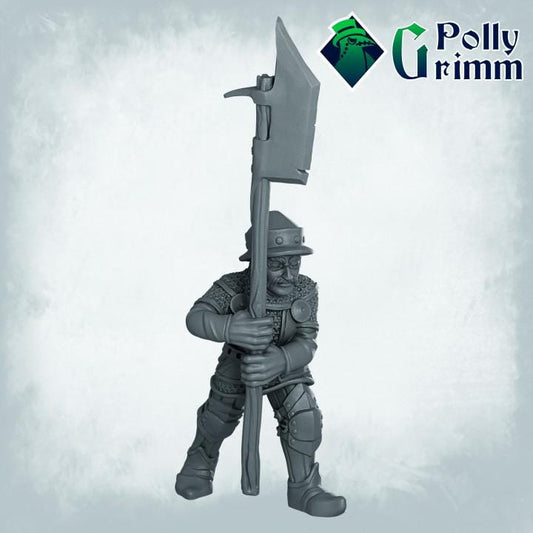 Imperial Humans. Men at Arms Halberdiers - Fantasy historic miniatures for tabletop games. 28mm / 32mm Resin Figures for RPG