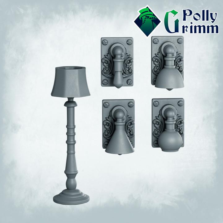 Lamps Set - Scatter Terrain  - Fantasy historic miniatures for tabletop games. 28mm / 32mm Resin Figures for RPG