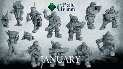 Dwarves set. Space Rocks! Dwarf Miners Set 1 - Sci-fi tabletop miniature. 28mm / 32mm Resin Figures for RPG