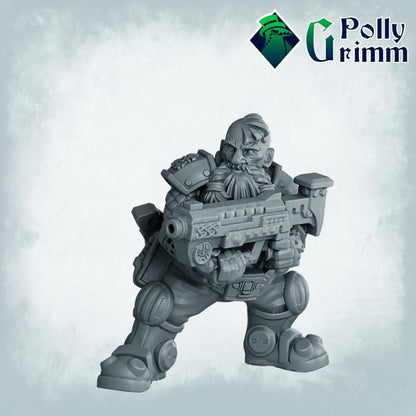 Dwarves set. Space Rocks! Dwarf Miners Set 1 - Sci-fi tabletop miniature. 28mm / 32mm Resin Figures for RPG