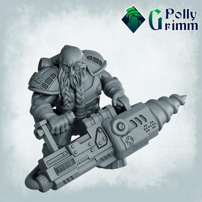 Galaxy Dwarves set. Space Rocks! Dwarf miner Set 2 - Sci-fi tabletop miniature. 28mm / 32mm Resin Figures for RPG