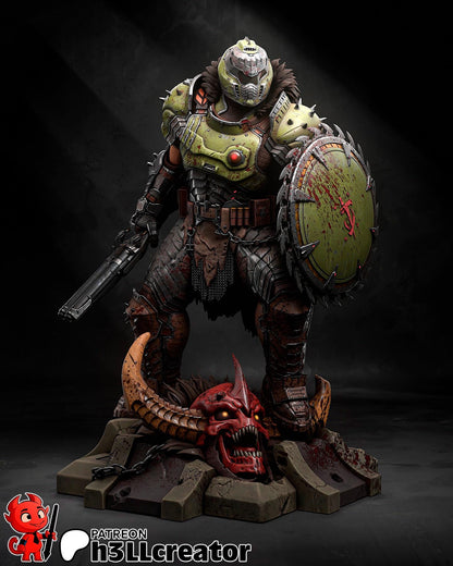 Doomguy Dark Ages Fan Art Miniature 1:12 Scale DIY Model Kit - Full Figurine or Bust