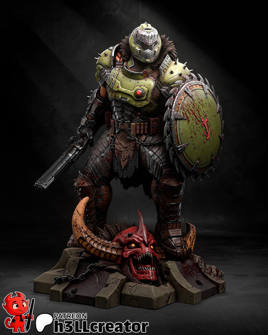 Doomguy Dark Ages Fan Art Miniature 1:12 Scale DIY Model Kit - Full Figurine or Bust