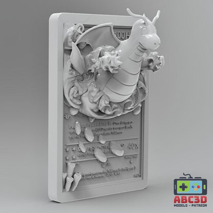 Dragonite - 3D Printed Pokemon Card Wall Hanger | Fan Art | Pokemon TCG | Resin Model | ABC3D Models