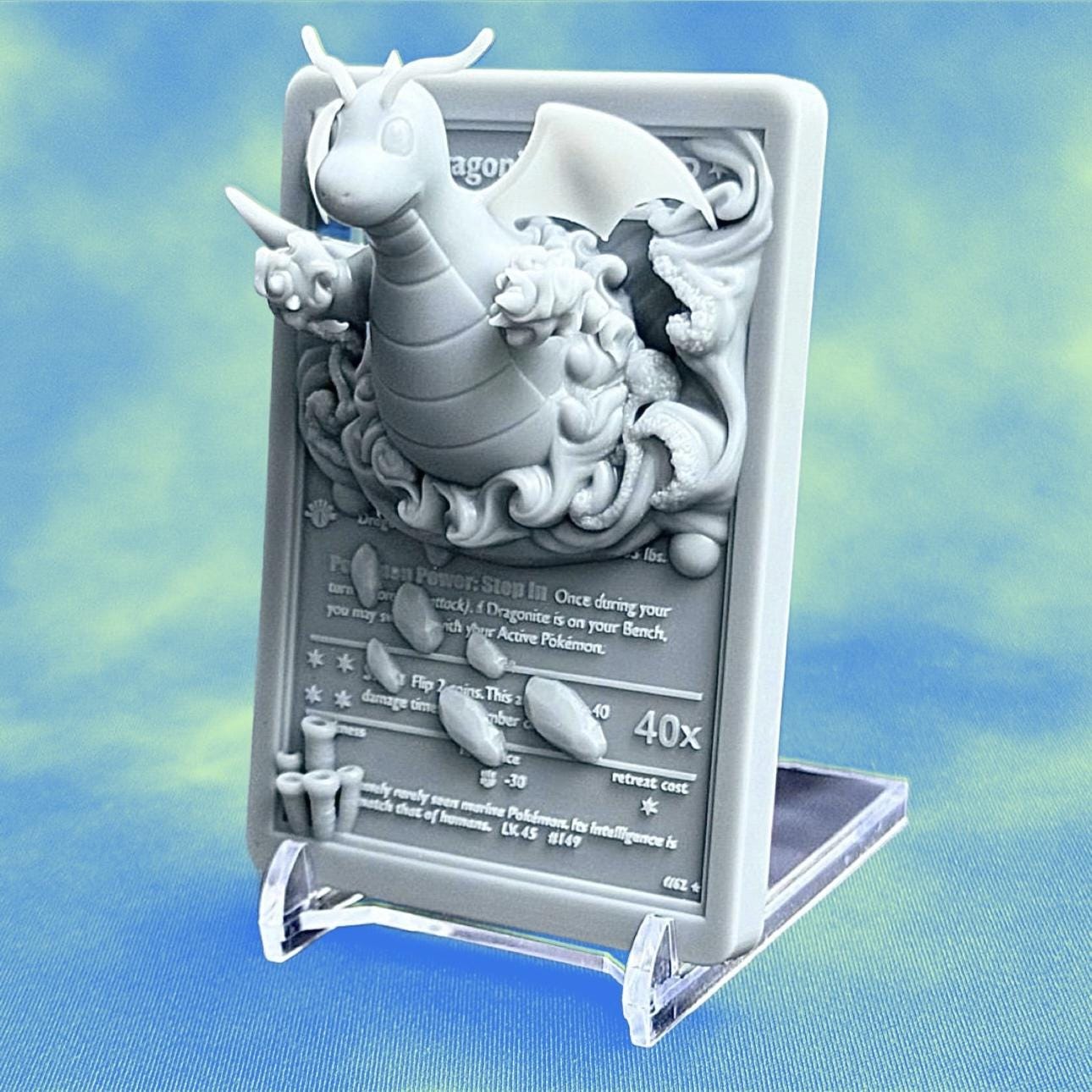Dragonite - 3D Printed Pokemon Card Wall Hanger | Fan Art | Pokemon TCG | Resin Model | ABC3D Models